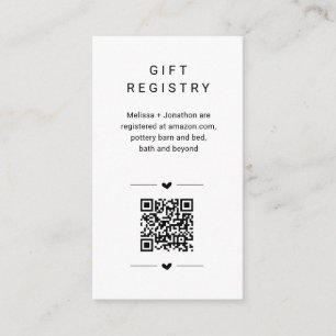 Unique QR Code Gift Registry Card Insert