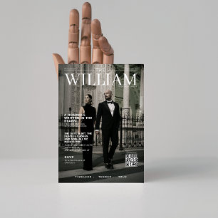Unique QR code magazine cover photo wedding Invitation