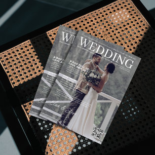 Unique QR code magazine cover photo wedding Thank You Card