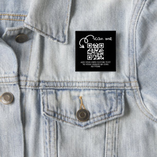 Unique QR code personalised scannable website 15 Cm Square Badge