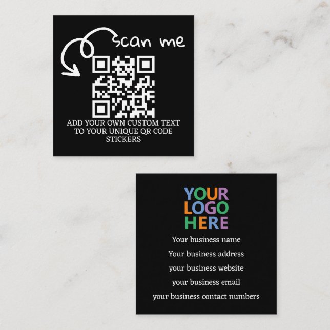 Unique QR code personalised scannable website Square Business Card (Front/Back)