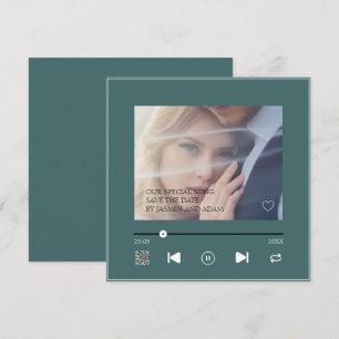 Unique QR Emerald Green Couple Love Wedding Song Save The Date