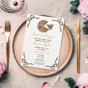 Unique Quirky Whimsical Bridal Brunch Love & Pizza Invitation