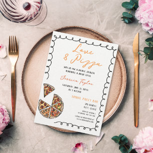 Unique Quirky Whimsical Bridal Brunch Love & Pizza Invitation