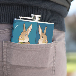 Unique Rabbit in the Mirror Hip Flask