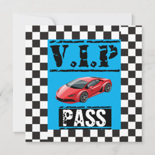 Unique Race Car VIP Pass Birthday Party Invitation