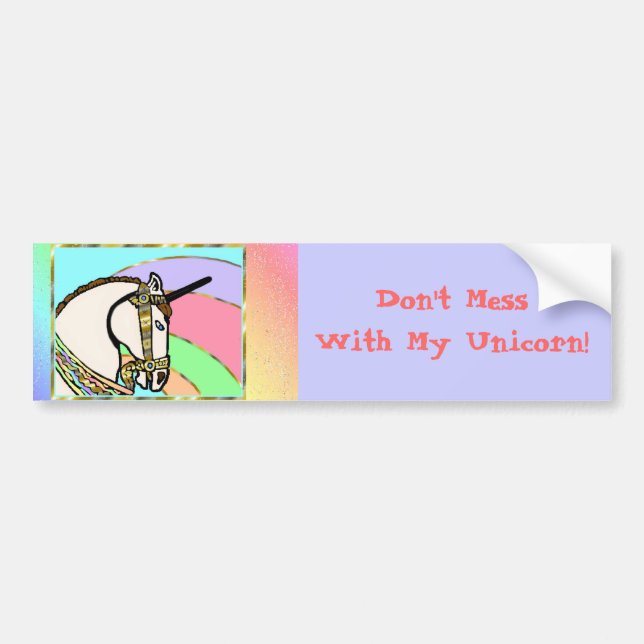 Unique Rainbow Art With Gold Bumper Sticker (Front)