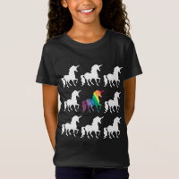 Unique Rainbow Black & White Unicorn Pattern Girls
