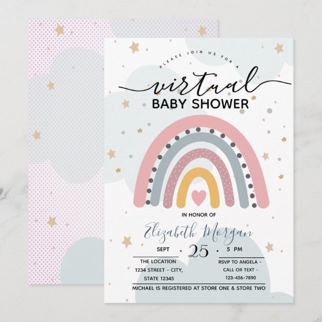 Unique Rainbow Dots Virtual Baby Shower Invitation (Front/Back)