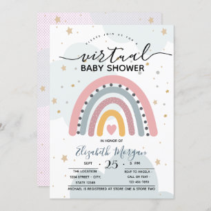 Unique Rainbow Dots Virtual Baby Shower Invitation
