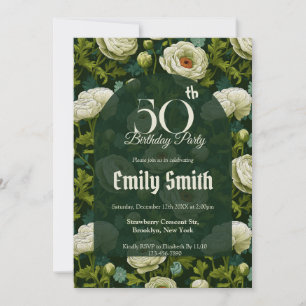 Unique Ranunculus Sparkle First Birthday Gift Invitation