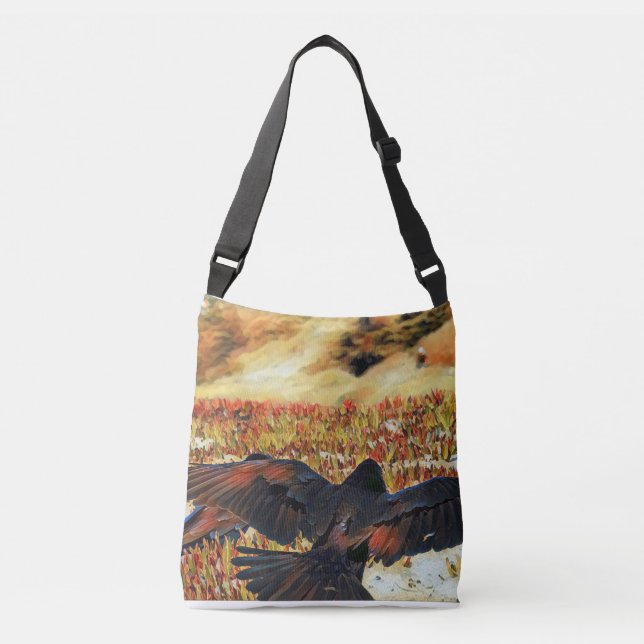 Unique Raven wings crossbody handbag (Front)