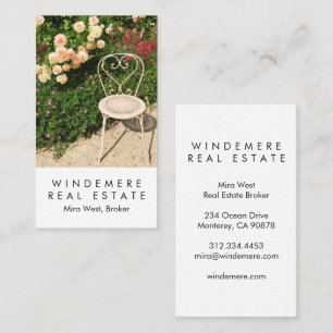 Unique Real Estate Agent Broker Rose Garden Photo Business Card