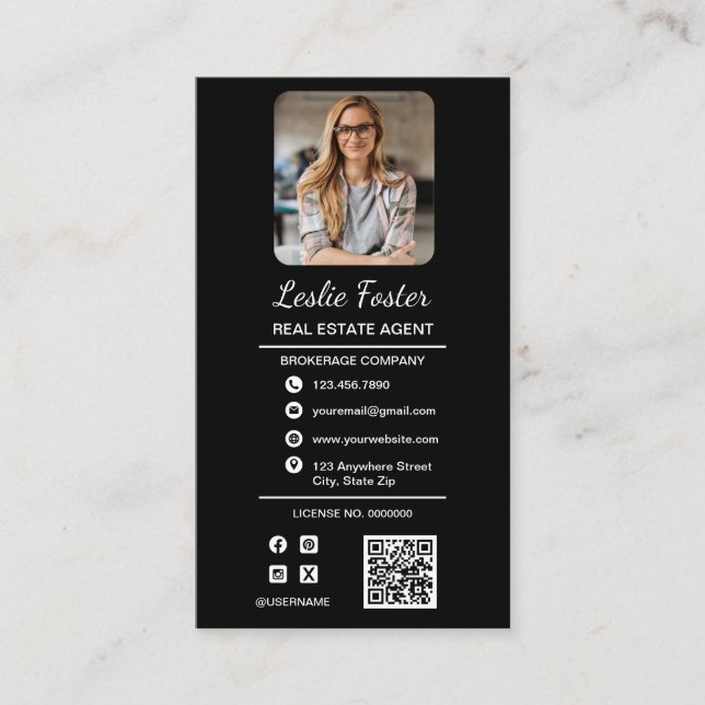 Unique Real Estate Agent Professional Photo Layout Business Card (Front)