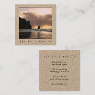 Unique Real Estate Agent Rocks Beach Photo KRAFT Square Business Card