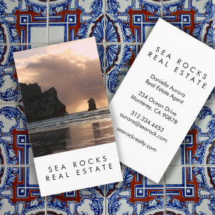 Unique Real Estate Agent Rocks Ocean Beach Photo Business Card
