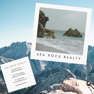 Unique Real Estate Agent Rocks Ocean Beach Photo Square Business Card