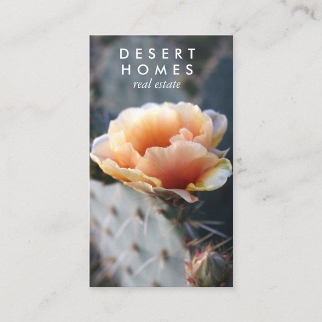 Unique Real Estate Cactus Flower Desert Photo  Business Card (Front)
