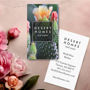 Unique Real Estate Cactus Flower Desert Photo Business Card