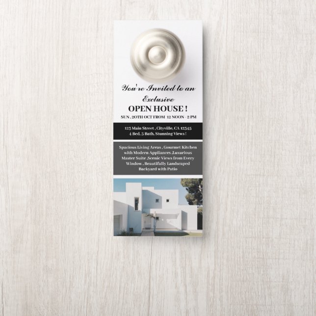Unique Real Estate Open House Door Hanger (On Knob)