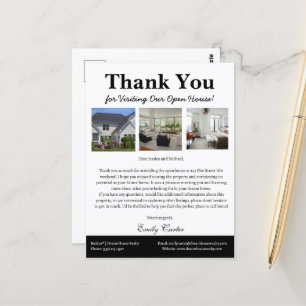 Unique Real Estate Open House Thank You Postcard