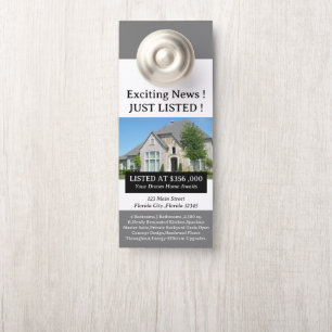 Unique Real Estate Realtor Just listed  Door Hanger