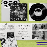 Unique Record Album Cover B&W Photo Wedding