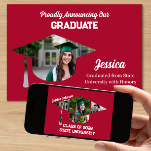 Unique Red 7 Photo Graduation Announcement