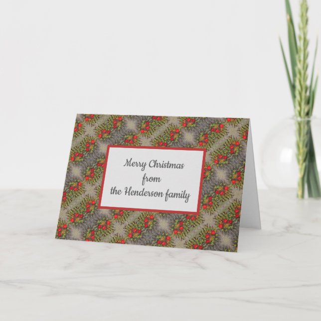 Unique Red and Green Holiday Colour Plaid Pattern Card (Front)