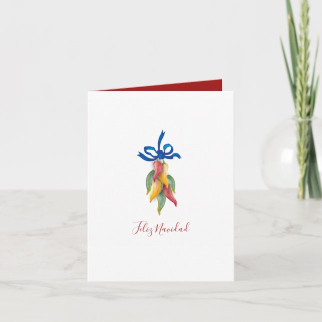 Unique Red and Green Watercolor Christmas Holiday Card (Front)