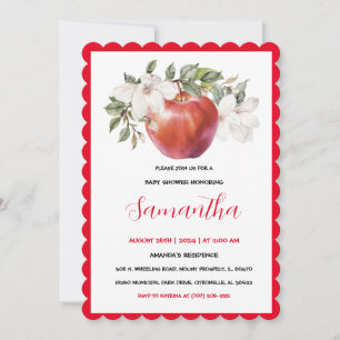 Unique Red Apple Baby Shower Invitation