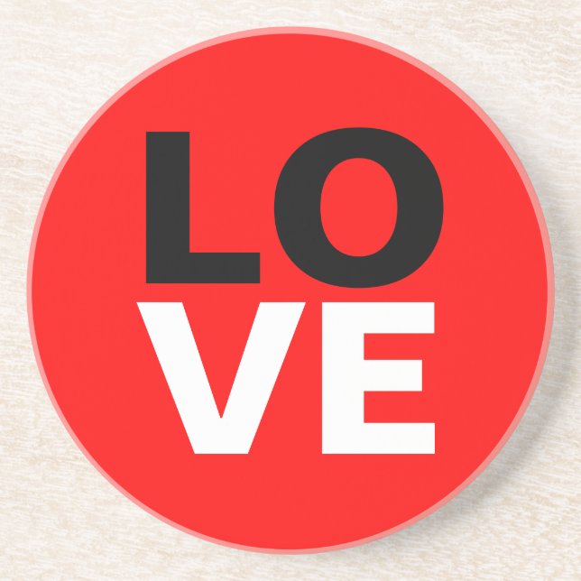 Unique Red Background Love Romance Coaster (Front)