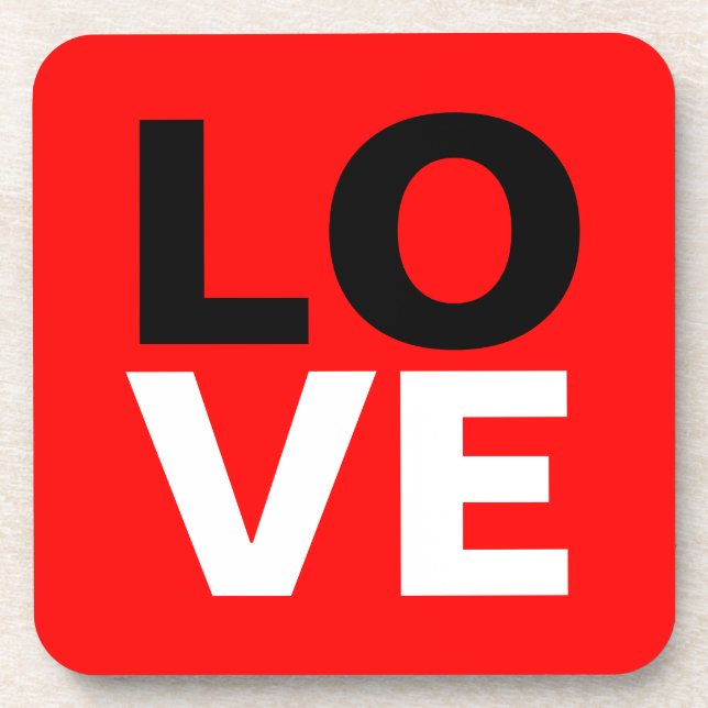 Unique Red Background Love Romance Coaster (Front)