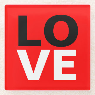 Unique Red Background Love Romance Glass Coaster