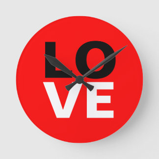 Unique Red Background Love Romance Round Clock