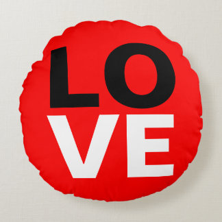 Unique Red Background Love Romance Round Cushion