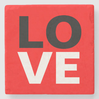 Unique Red Background Love Romance Stone Coaster