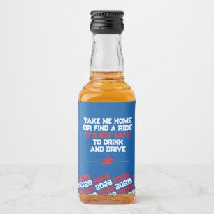 Unique Red & Blue Graduation Mini Liquor Bottle Label
