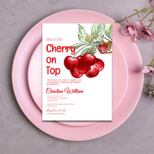 Unique Red cherry on top baby shower  Invitation