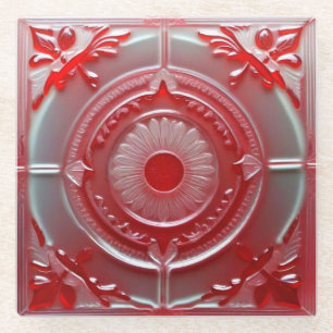 Unique Red Glass Coaster
