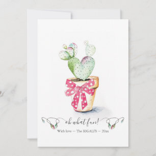 Unique Red & Green Cute Cactus Christmas Holiday Card