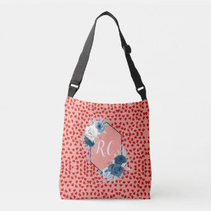 unique Red hearts on pink and pattern Custom Crossbody Bag