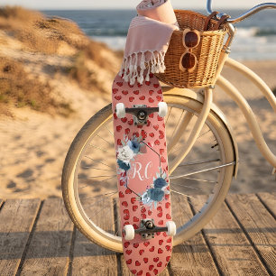 unique Red hearts on pink and pattern Custom Skateboard