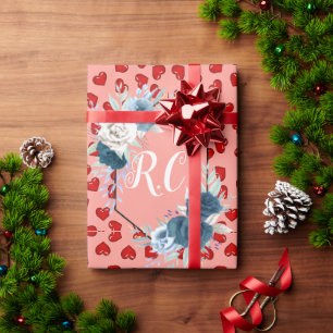 unique Red hearts on pink and pattern Custom Wrapping Paper