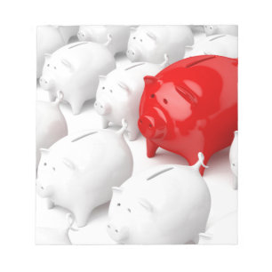 Unique red piggy bank notepad