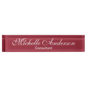 Unique Red Rose Script Consultant Nameplate