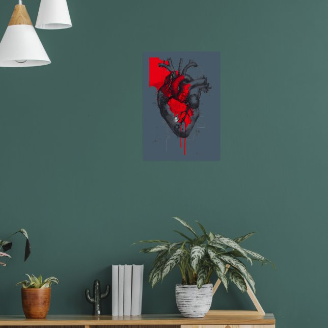 Unique Red Splatter Human Heart Poster Art (Living Room 1)