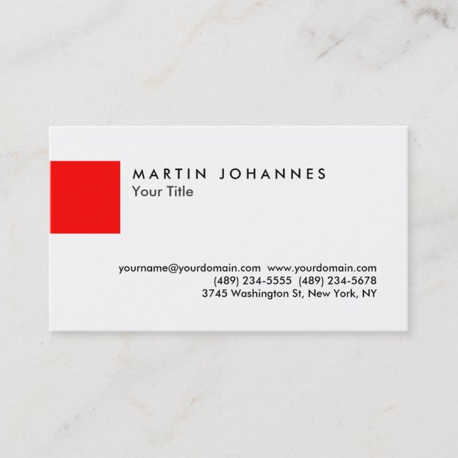 Unique red white professional business card (Front)
