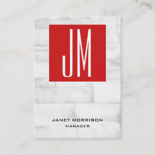 Unique red white wall brick vertical monogram business card