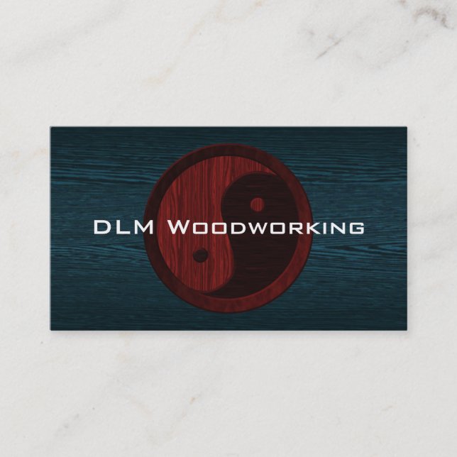 Unique Red Wood Yin Yang Contractor Business Card (Front)